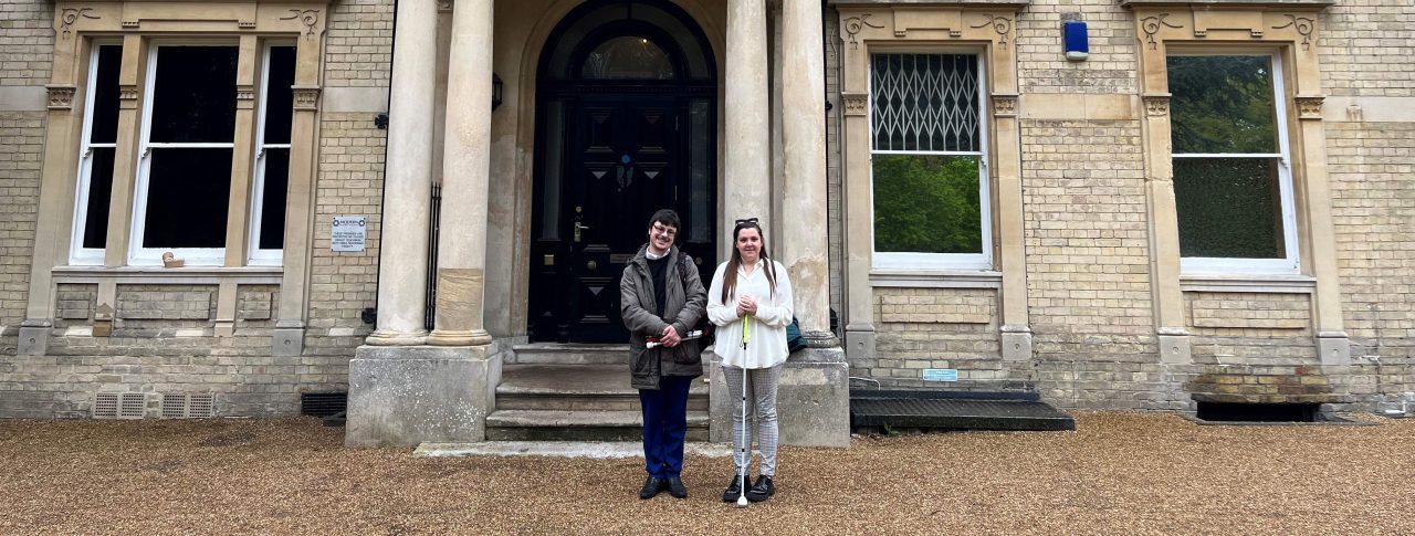Essex SLC member, Alexander Ramzan, stood outside the front of Chelmsford Museum, with Engagement Manager, Samantha Leftwich.