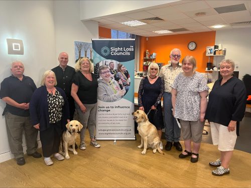 Nottinghamshire SLC members at the launch. From left to right: Geoff, Jane, Matt Harrison, Engagement Manager East Midlands, Jo, Caroline, Dale, Kay and Maggie