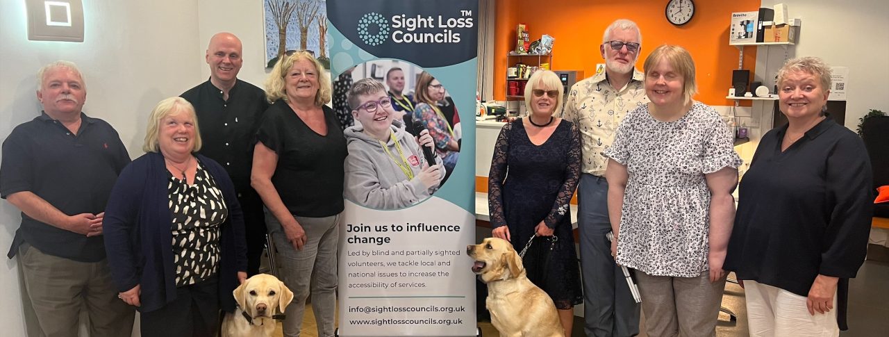 Nottinghamshire SLC members at the launch. From left to right: Geoff, Jane, Matt Harrison, Engagement Manager East Midlands, Jo, Caroline, Dale, Kay and Maggie