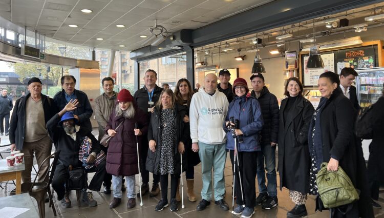 A group shot of LSLCs and attendees at the first London, Your Station, Your Community Coffee and Chat event at Blackfriars station.