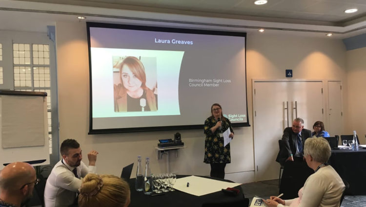 Image showing Laura Greeves presenting to a group of people