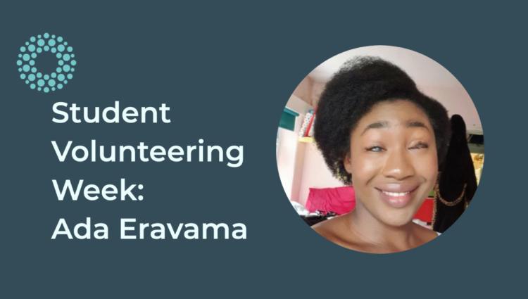 Student Volunteering week graphic with a picture of ada smiling