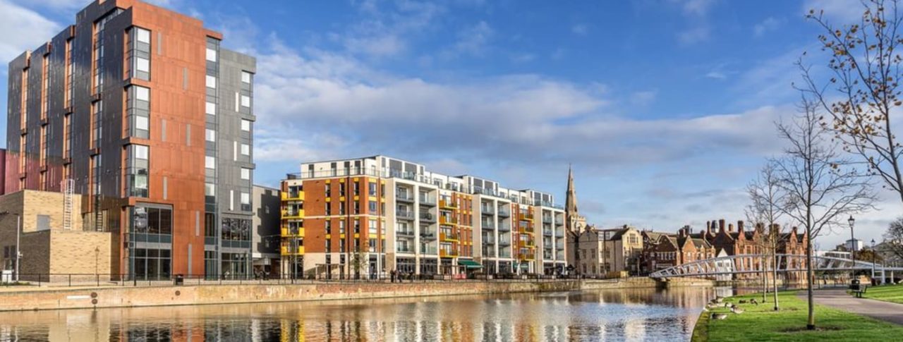 Bedfordshire Sight Loss Council image showing river scene with buildings