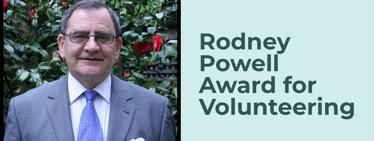 Banner text description Rodney Powell Award for Volunteering.