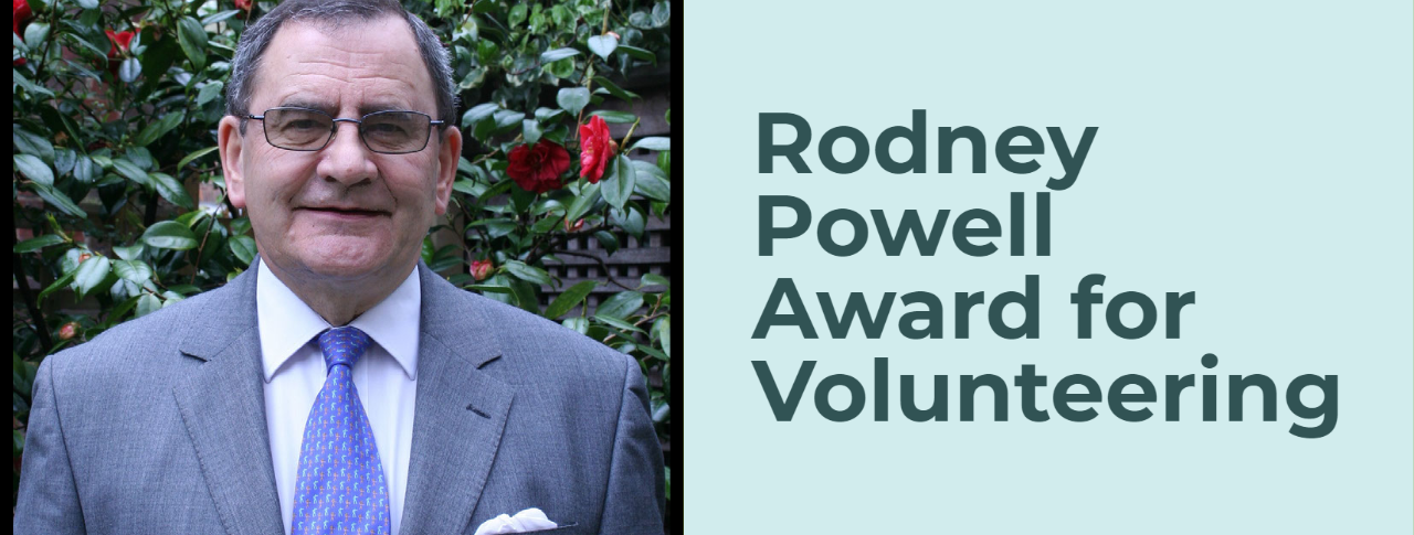 Banner text description Rodney Powell Award for Volunteering.