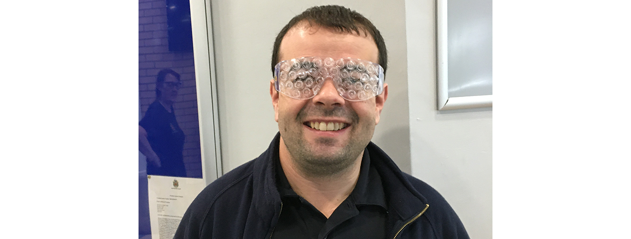 Mark Thompson wearing sim specs