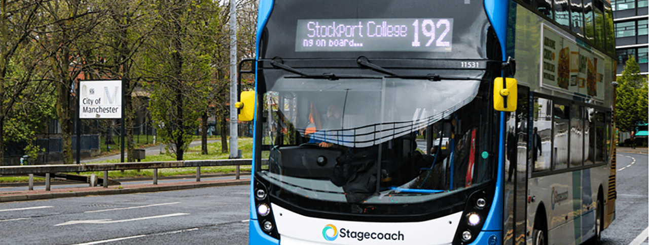 StageCoach bus in Manchester city centre