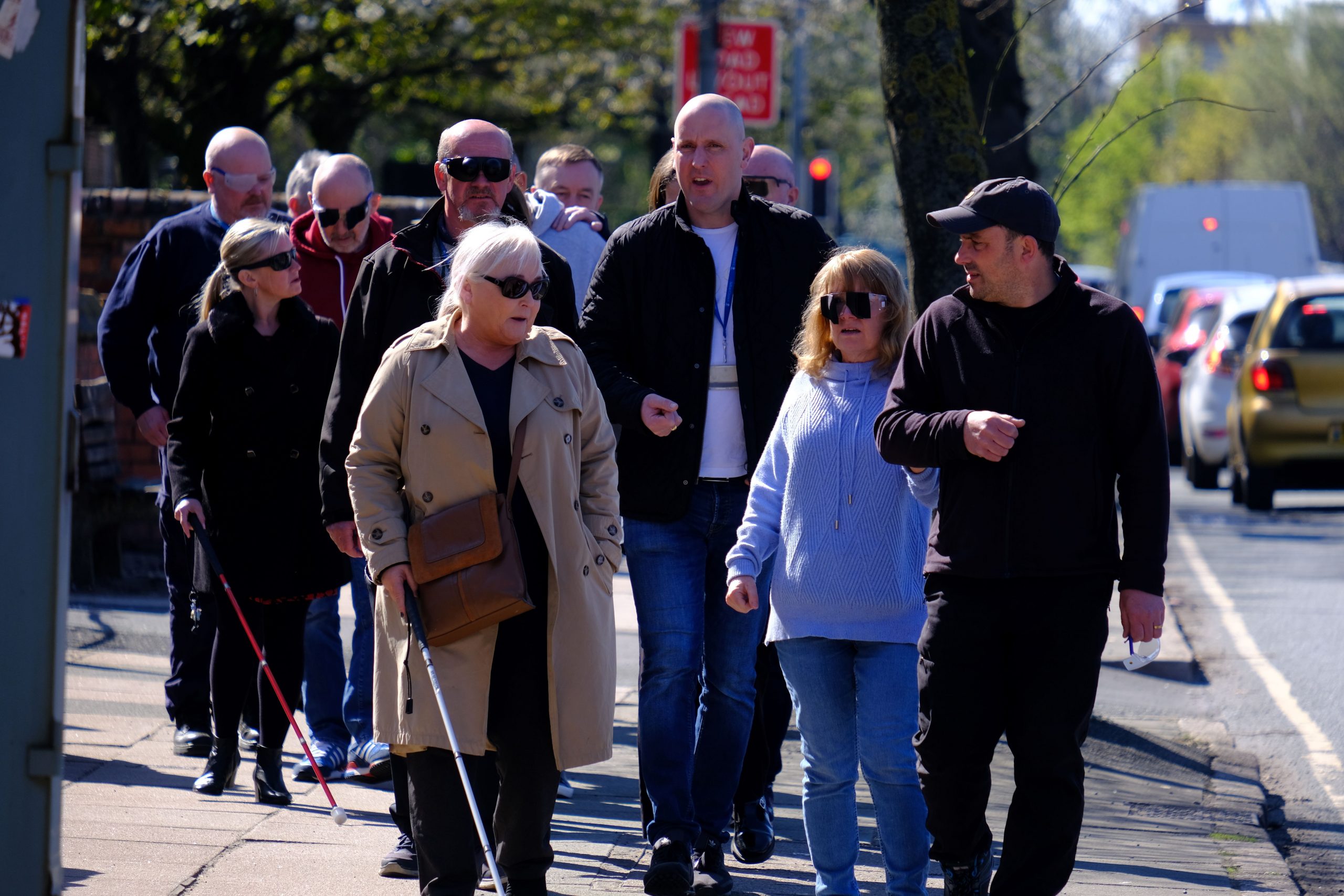 Merseyside SLC member, Norma, pictured walking with members of the team from Sefton Council during the sim spec walk.