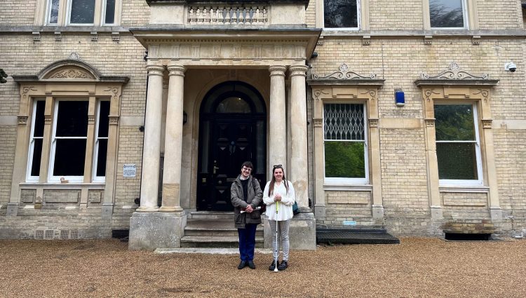 Essex SLC member, Alexander Ramzan, stood outside the front of Chelmsford Museum, with Engagement Manager, Samantha Leftwich.