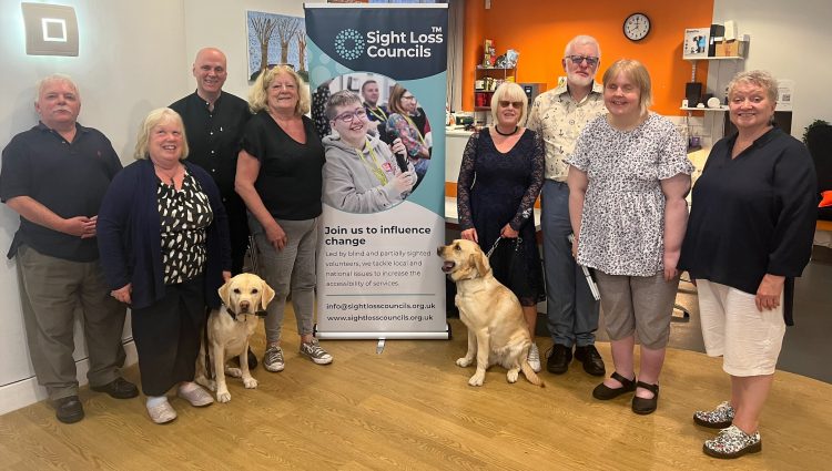 Nottinghamshire SLC members at the launch. From left to right: Geoff, Jane, Matt Harrison, Engagement Manager East Midlands, Jo, Caroline, Dale, Kay and Maggie