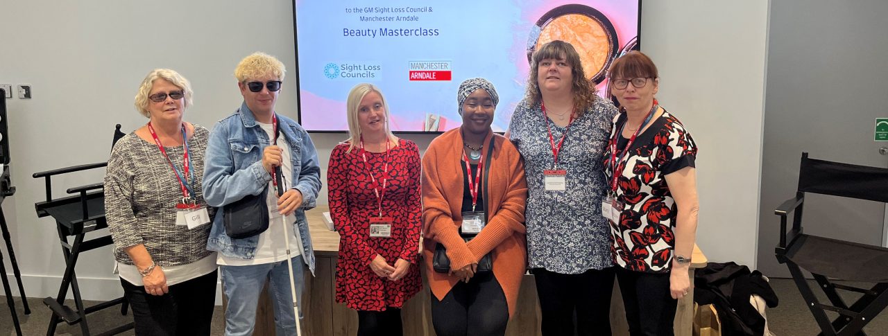 From left to right: Greater Manchester SLC members Gill Currie, Anthony Gough, Kelly Barton, Engagement Manager for North West England, Ada Eravama, Rachael Foley, and Mary Gilbertson.