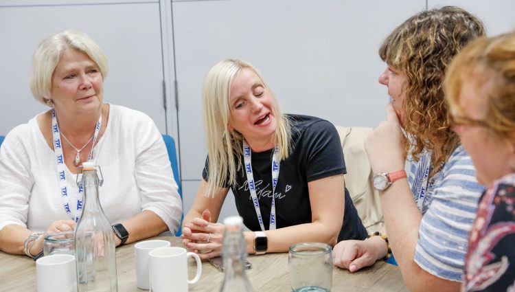 Gill Currie, Kelly Barton, Rachael Foley, photographed laughing together during the retail project session.