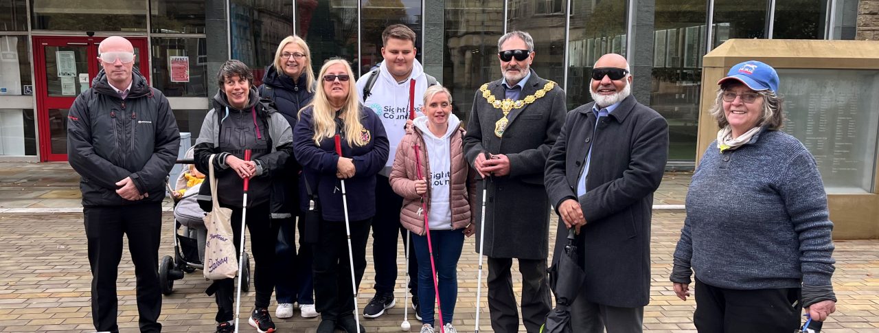 Engagement Manager Kelly Barton, with Lancashire SLC members Dawn and Loyd, Mayor Brian Newman, and officers and councillors from Pendle Borough Council.