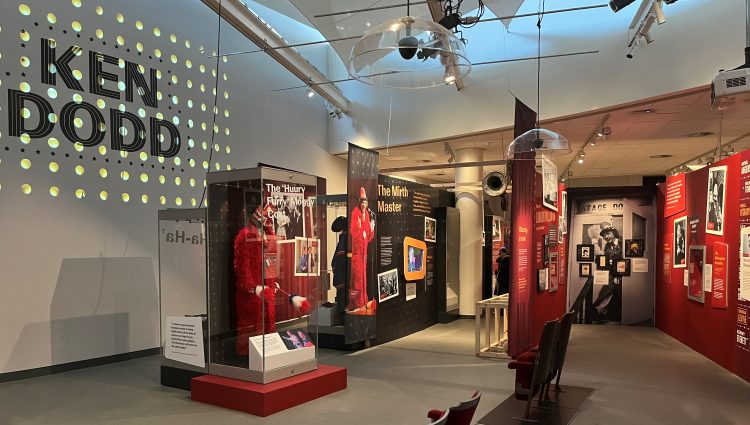 Exhibition stands and displays in the Ken Dodd exhibition at The Museum of Liverpool.