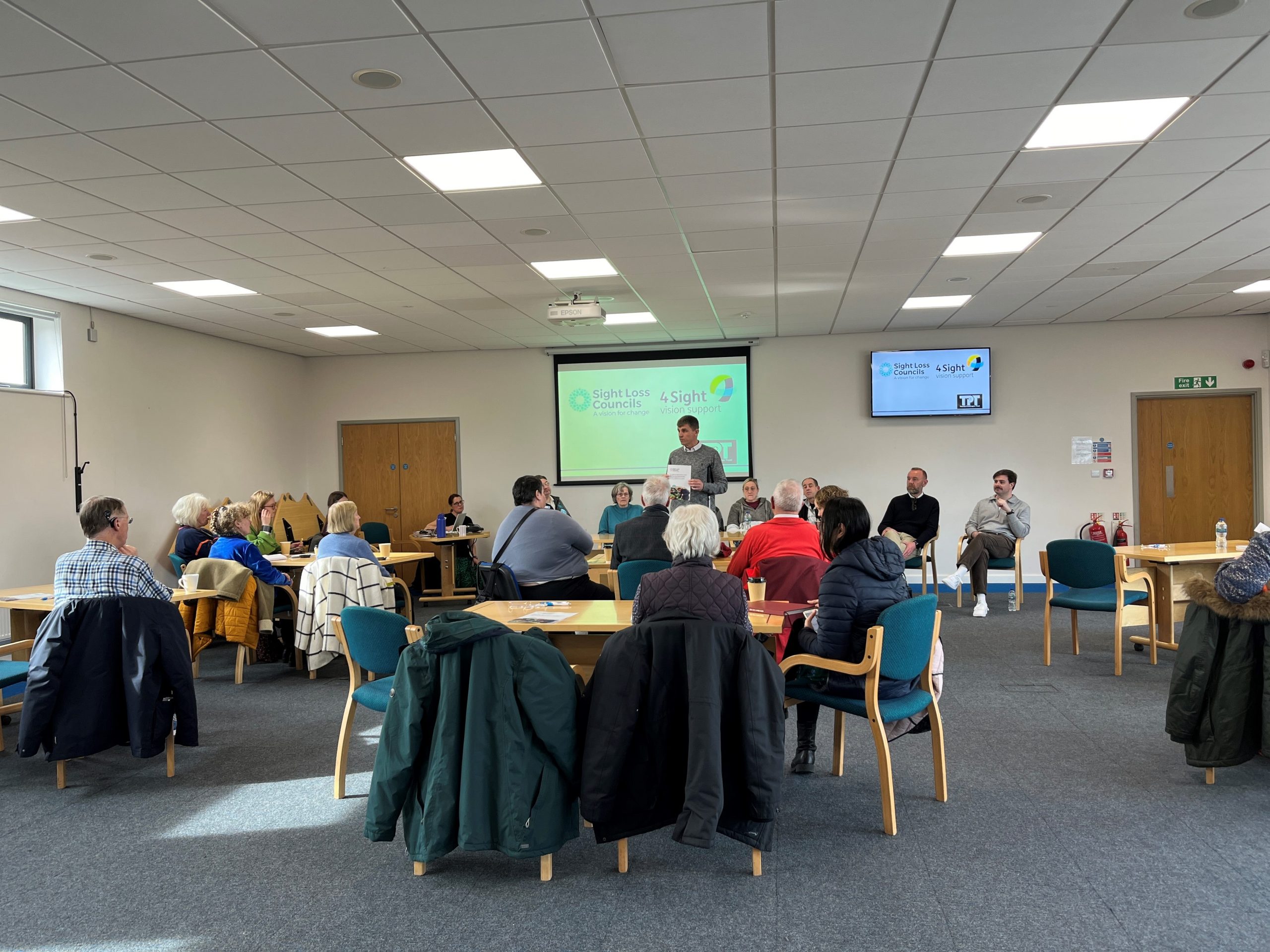 Dave Smith, Engagement Manager for South East England, standing at the front of the room, launching the top tips resource.