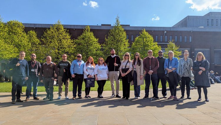 Engagement Manager, Jack Moffat, Tyne and Wear volunteers, Lando van Hilton and Steve Holliday, pictured with officers from Newcastle City Council outside the Newcastle Civic Centre.