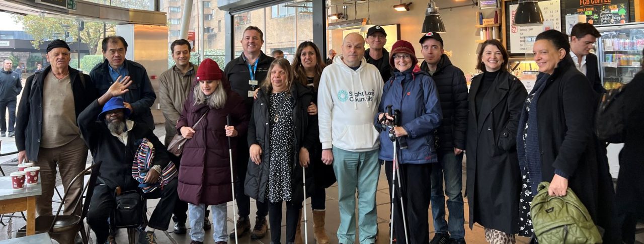 Thirteen people standing at Blackfriars station, including North London SLC members and GTR staff